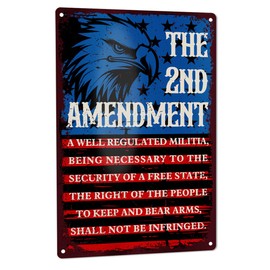 2nd Amendment Metal Tin Sign USA Patriotic Americana Wall Decor for Gun Room Firing Ranges Man Cave Garage Gun Owner Lovers Gift 8" x 12"