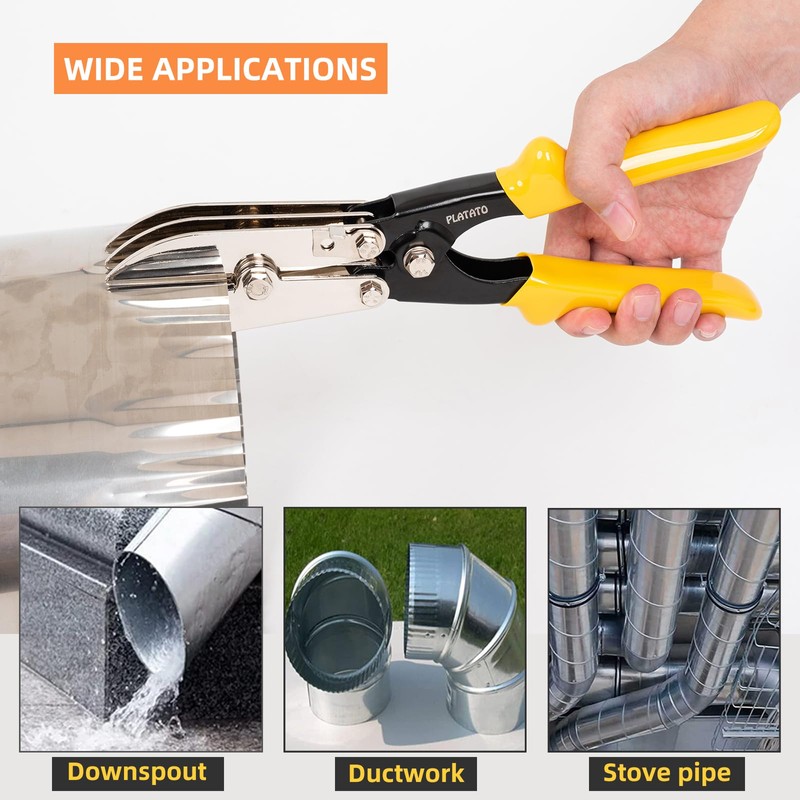 PLATATO Upgraded Version 7-Blade Duct Crimping Tool Sheet Metal Crimper