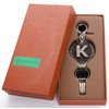 Leather Keychain For Men, Single Letter Alphabet with Easy Clasp