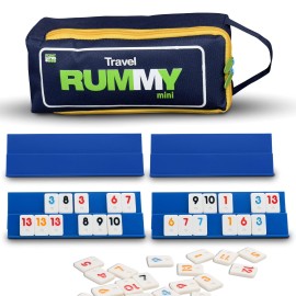 Point Games Mini Travel Rummy Game Set 106 High Quality Tiles 4 Racks Zippered Bag