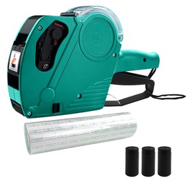 MX-5500 8 Digits Price Tag Gun with 5000 White Sticker Labels and 3 Extra Inker, Price Gun with Labels Kit, Label Maker Pricing Gun Kit, Numerical Tag Gun for Office, Grocery Store Marking (Green)
