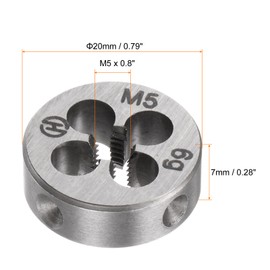 sourcing map M5 x 0.8 Metric Round Die, Machine Thread Right Hand Threading Die, Alloy Steel Screw Thread Cutting Die