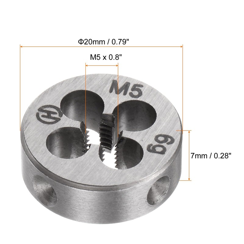 sourcing map M5 x 0.8 Metric Round Die, Machine Thread