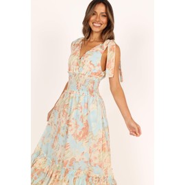 Petal & Pup Women's Christabel Tiered Maxi Dress, Blue Floral