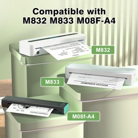 M832 Thermal Paper A4 Rolls,Thermal Printer Paper,Compatible with M08F,M832,M833,M834 Thermal Portable Printer,Compatible with Phomemo M08F Portable Printer,210mm*6.5m,4 Rolls, 50 Sheets/1 Roll