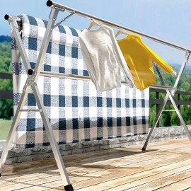 2.4m Foldable Portable Standing Clothes Drying Rack 3-Pole Laundry Hanger for Indoor Outdoor Use Durable Space-Saving Designcolor: Silver Color