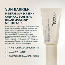 Prequel Skin Sun Barrier Mineral Sunscreen SPF 50 PA++++ Broad Spectrum Zinc Oxide Sunblock with Semi-Transparent Lightweight Texture, Moisturizing UV Defense for Face - 1.7 fluid ounce (Pack of 1)