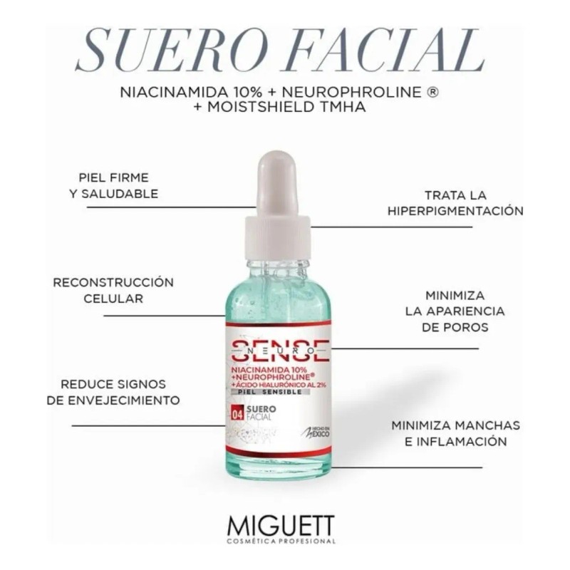 Suero facial SENSE con Niacinamida 10 Neurophroline 30ml Miguett