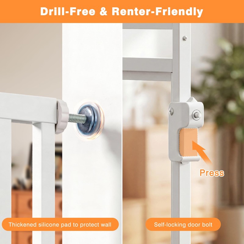 78.7" Extra Tall Pet Gate with Cat Door, 27"-37" Wide