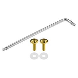 Partuto 1 Set 1/4" M6 Universal Anti Theft License Plate Screws - Car Security Bolt Fasteners Kits for Car Tag Frame Holder with 2 Silicone Washers - Titanium Alloy Gold Tone