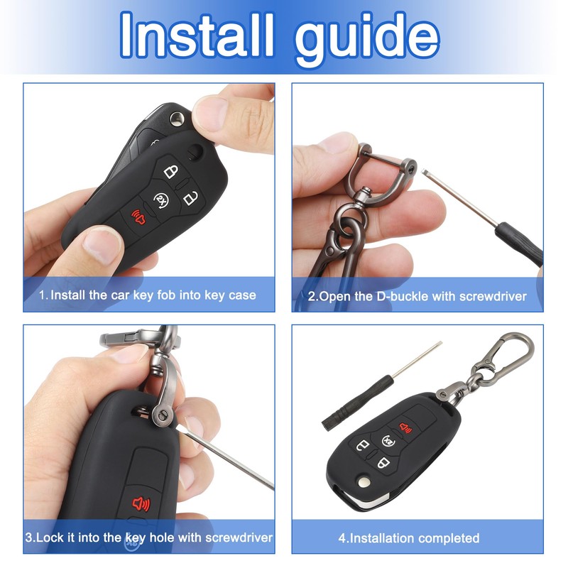 TOMALL 2 Pack for Ford Key Fob Cover Keychain, 4