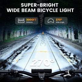 Vastfire 17 LED Bike Lights 5000 Lumen, Super Bright Bicycle Light for Night Riding, USB Rechargeable Bike Headlight and Taillight, Waterproof Wide Beam Bike Front Light with Digital Power Display