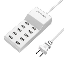 USB 10 Port Desktop Portable Charging Station, Suitable for Charging Multiple Devices simultaneously, Super Compatible with Mobile Phones, Tablets, Bluetooth Earphones, and Other USB Charging Devices