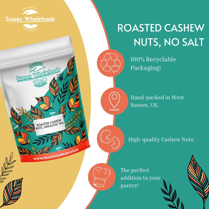 Roasted Cashew Nuts 250g - No Salt, Rich, Crunchy &