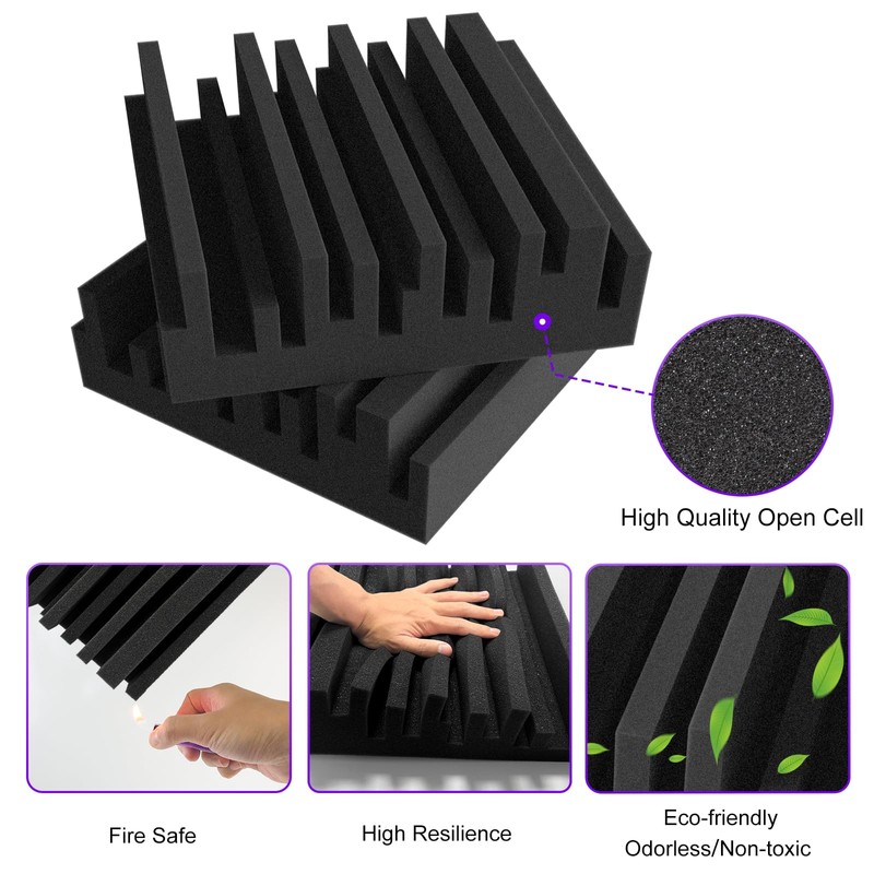 TroyStudio Thick Acoustic Foam Panels, 12 X 12 X 3