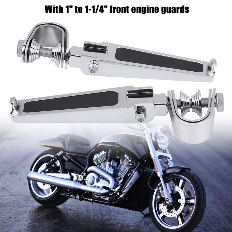 KIMISS 2Pcs Aluminum Alloy Motorcycle Foot Pegs with Engine Guard