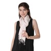NOVICA Artisan Handmade Silk Wool Blend Scarf White Fringed from