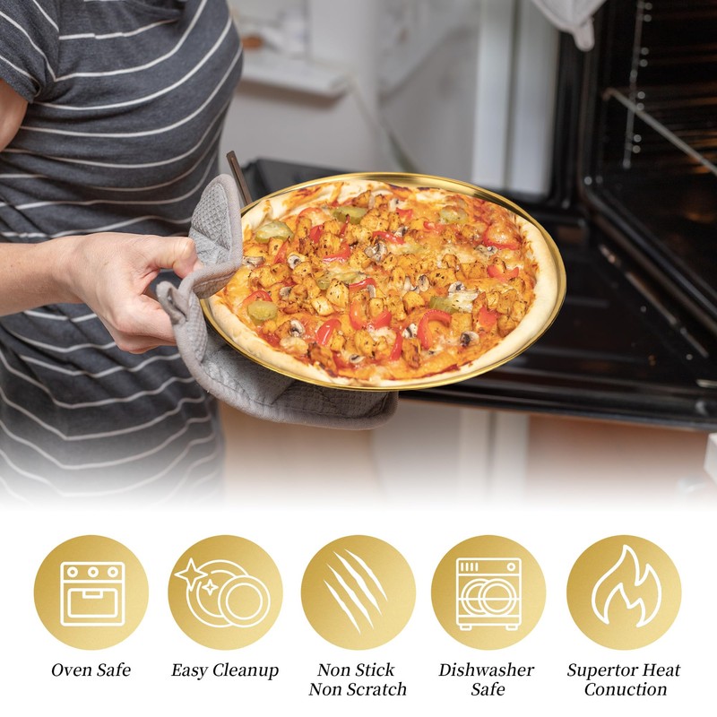 YEUIKERR 8 Pieces Gold Pizza Pan Bulk 12 inch Stainless