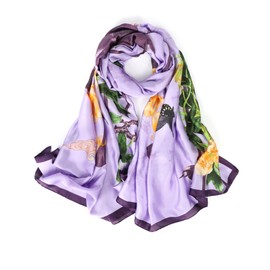 Bestshe Silk Feeling Long Scarf Fashion Floral Large Scarf Satin Shawl Wraps for Women with Gift Packed