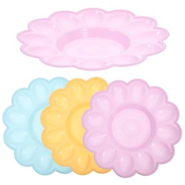 Deviled Egg Platter Compartment Round Plastic Deviled Egg Plate Reusable Container for Stuffed Eggs and Portion Starter Random Colour Pack of 4