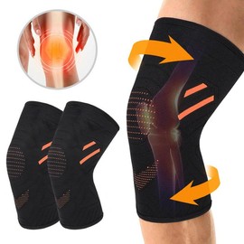 Knee Braces, 1 Pair Knee Compression Sleeves for Men & Women, Sports Knee Protectors for Joint Recovery, Sports, Gym, Workout, Volleyball, Jogging, Squats - Color: Black Orange, Specification: XL