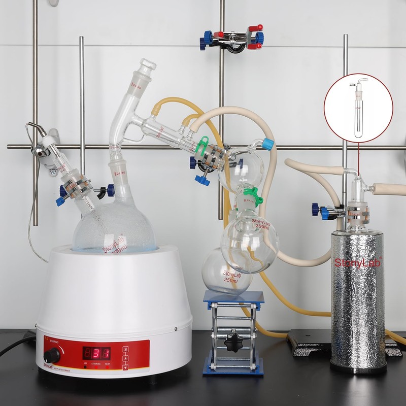 stonylab Glass Vacuum Cold Trap Bubbler with 10mm Serrated Hose,