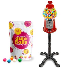 The Candery Gumball Machine - 15 Inch Candy Dispenser with Stand Durable Aluminum Frame- Includes 2lbs Bag of Gumballs for Gumball Machine - 2lb Bag - 0.62 Inch Gumballs - Kosher