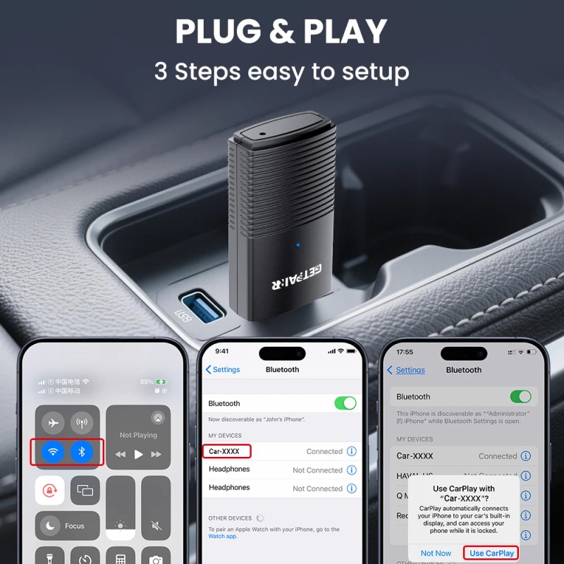 GetPairr 5G Wifi Wireless Apple Carplay Android Auto Adapter Mini