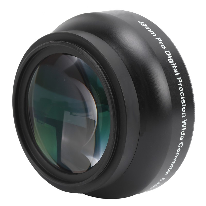 Optical Glass 0.45x WideAngle Black Additional Lens for 49mm Camera