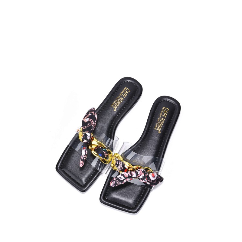 Cape Robbin Rival Sandalias planas para mujer, sandalias transparentes para