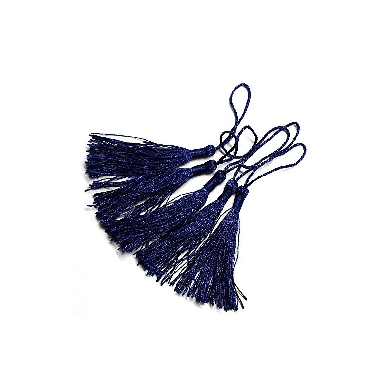 20 Navy (Dark Blue) Silky Fluffy 13.5cm Tassels for Curtains,
