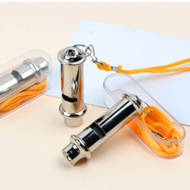 XMHBG Whistle, 2 Pcs Metal Police Whistle with Lanyard Security