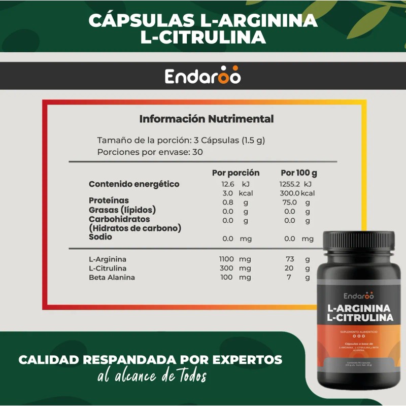 Citrulina Arginina Beta Alanina 360 Cpsulas Preentreno Sin Sabor