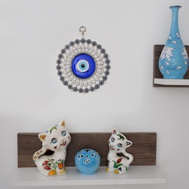 BCS X-Large Evil Eye Wall Decor 6.7'' Metal - Glass Turkish Greek Nazar Amulet Good Luck & Protection Charm - Handmade Hanging Ornament for Home,Office, Door - Ojo Turco