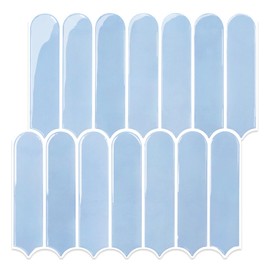 Commomy Thicker Blue Peel and Stick Backsplash - 10 pcs of 12" x 12" - 3D Adhesive Peel and Stick Tiles Backsplash for Kitchen, Bathroom, Removable, Waterproof, Vinyl Wall Tile