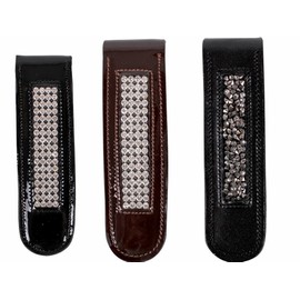 ARBO-INOX Stiefelclip Reitstiefel Accessoires Leder mit Strass-Ornamenten schwarz oder braun Farbe schwarz