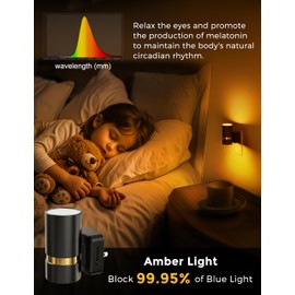 L LOHAS LED Night Lights Plug into Wall, Dusk to Dawn Sensor, Amber Night Light Plug in for Kids, 0-100LM, Ideal for Bedroom, Hallway, Stairs, Nursery, 2 Pack