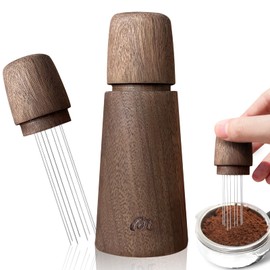Wdt Tool, Walnut Wood Coffee Distributor with Stand, 0.4mm Thick Stainless Steel 10 Needles Wdt Tool Espresso for Barista