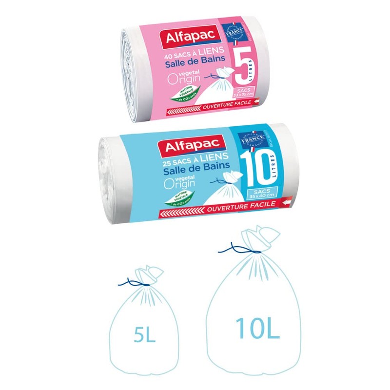 Alfapac with Ties for Bathroom 5 Litre Bin Liners –