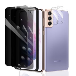2×Privacy Screen Protector for Galaxy S21+/S21 Plus+ 2×Camera Lens Protector + 1×Installation Frame, Anti Spy 9H Hardness Shatterproof Shockproof Scratchproof 2.5D Curved Edge Easy Installation