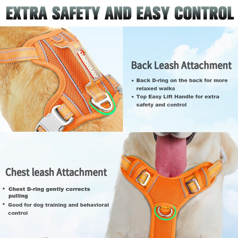 BARKBAY No Pull Dog Harness Large Reflective Dog Harness with
