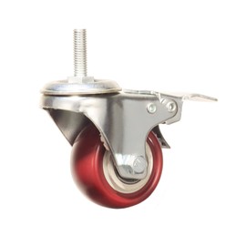 Heavy Duty Stem Caster Wheels Double Bearing PU Castors No Noise Swivel Casters M8-1.25x25mm 4 Packs with Dual Locking (2 Inch,With Brake)