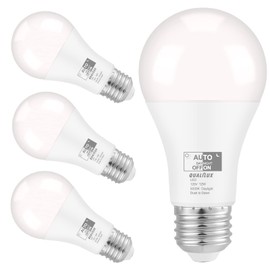 Qualilux Dusk to Dawn Light Bulbs 1000 Lumen, Daylight, LED 12W, A19 E26, 4-Pack, HQ-H024