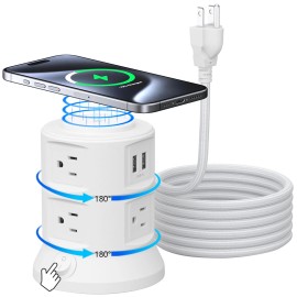 Two Tier Rotating Smart Electric Extension Socket Surge Protector Multi Outlets Power Strip With USB Charging for Home OfficePlug Standard: US, Color: White