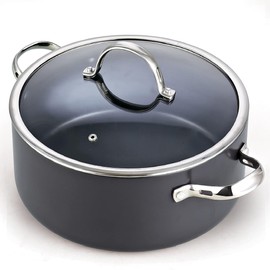 Cooks Standard Dutch Oven Casserole with Glass Lid, 7-Quart Classic Hard Anodized Nonstick Stockpot, Black