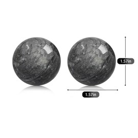 Traditional Chinese Baoding Balls, Marble Health Exercise Stress Relief Balls with an Upgraded Shockproof Imitation Wood Box, Dark Grey, 2-Piece Set, Medium-1.57"
