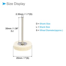CoCud Mini Wool Felt Buffing Wheel Ball 25 mm Diameter 5.5 mm Thickness 2.35 mm Shaft White Round Polishing Kit - (Use: for Torsion Bar Tools) Pack of 10