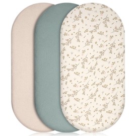 Hixava Pack of 3 Baby Bed Sheets, Universal Fitted Sheets for Prams, 100% Muslin Cotton, Baby Fitted Sheet, Moses Basket, Bassinet, Baby Fitted Sheet Cover, Bed Sheet, Baby Cot, 83 x 43 cm