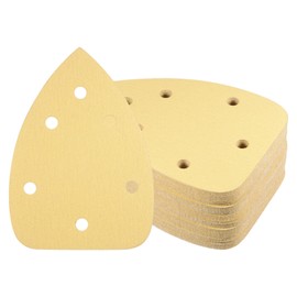 Kozelo 40pcs Mouse Detail Sander Sandpaper - [6-Hole 150 Grit] Aluminum Oxide Triangle Hook and Loop Sanding Pads Sheet for Sanding and Polishing Wood Furniture Metal Use