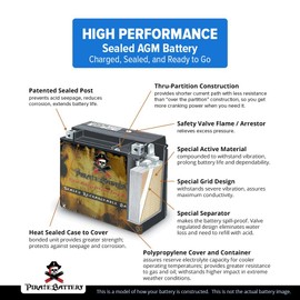 12V 14AH 168W Sealed Lead Acid (SLA) Battery - T2 Terminals by Pirate Battery